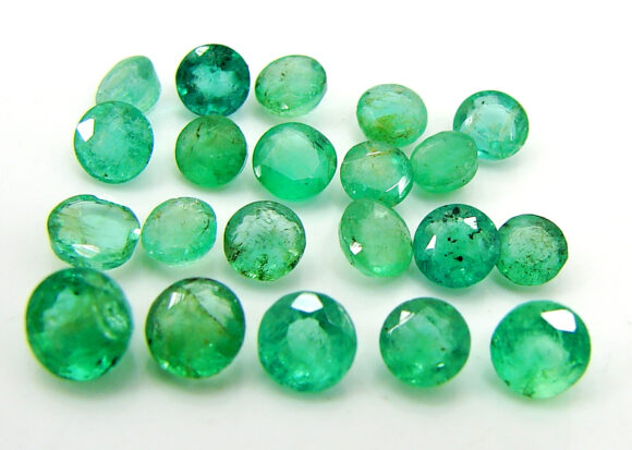 5.45 Ct Natural Green Emerald Gemstone Stone Round Cut 21 Pcs Stone Lot - 22815