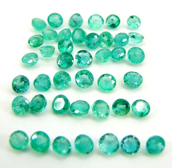 6.10 Ct Natural Green Emerald Gemstone Stone Round Cut 42 Pcs Stone Lot - 22816