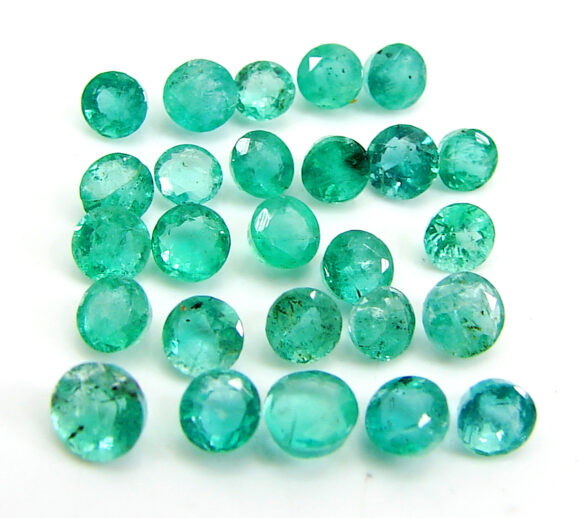 5.25 Ct Natural Green Emerald Gemstone Stone Round Cut 26 Pcs Stone Lot - 22817