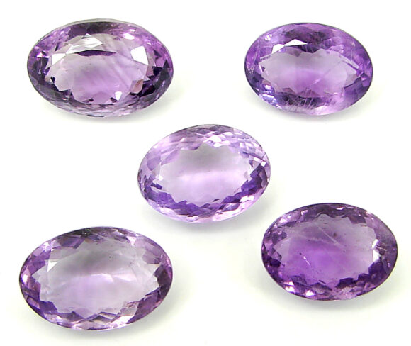 30.25 Ct Natural Purple Amethyst Gemstone Stone Oval Cut 5 Pcs Stone Lot - 22853