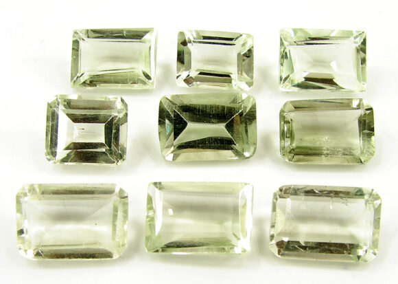 59.90 Ct Natural Green Amethyst Gemstone 11-14 mm Emerald Cut 9 Pcs Lot - 1472