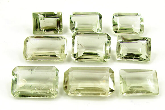 75.25 Ct Natural Green Amethyst Gemstone 13-18 mm Emerald Cut 9 Pcs Lot - 1474
