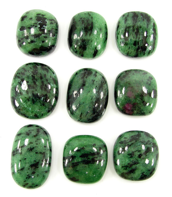 266.90 Ct Natural Ruby Zoisite 20-26 mm Gemstone Cabochon Stone 9 Pcs Lot - 1648
