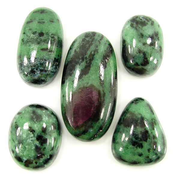 255.75 Ct Natural Ruby Zoisite 24-41 mm Gemstone Cabochon Stone 5 Pcs Lot - 1651