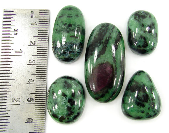 255.75 Ct Natural Ruby Zoisite 24-41 mm Gemstone Cabochon Stone 5 Pcs Lot - 1651 - Image 2