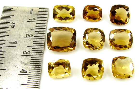 38.15 Ct Natural Beer Quartz 10-14 mm Loose Gemstone Cushion 9 Pcs Stone Lot - 1688 - Image 2