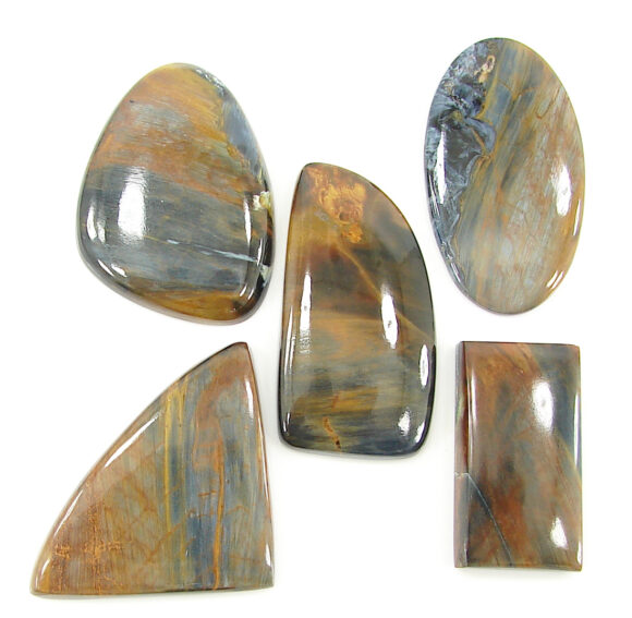 185.25 Ct Natural Golden Pietersite 27-39 mm Loose Gemstone Cabochon 5 Pcs Lot - 1692