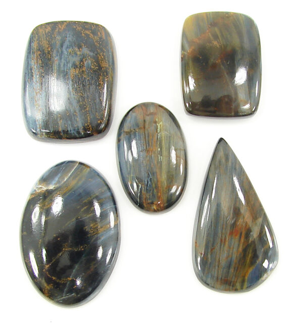 130.00 Ct Natural Blue Pietersite 24-34 mm Loose Gemstone Cabochon 5 Pcs Lot - 1693