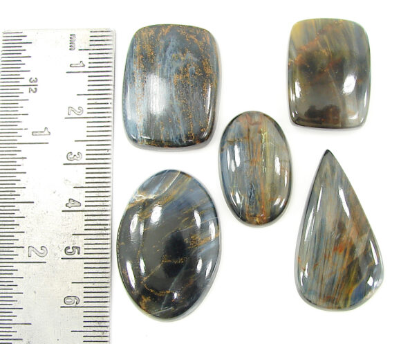 130.00 Ct Natural Blue Pietersite 24-34 mm Loose Gemstone Cabochon 5 Pcs Lot - 1693 - Image 2