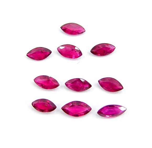 0.92 Ct Natural Untreated Ruby Loose Gemstone Marquise Cut 10 Pcs Stone Lot - 1344