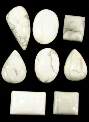 154.30 Ct Natural Howlite Loose Gemstone 16-30 mm Cabochon 8 Pcs Lot Stone - 1351