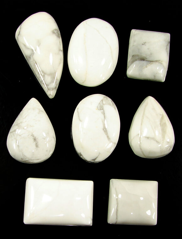 154.30 Ct Natural Howlite Loose Gemstone 16-30 mm Cabochon 8 Pcs Lot Stone - 1351